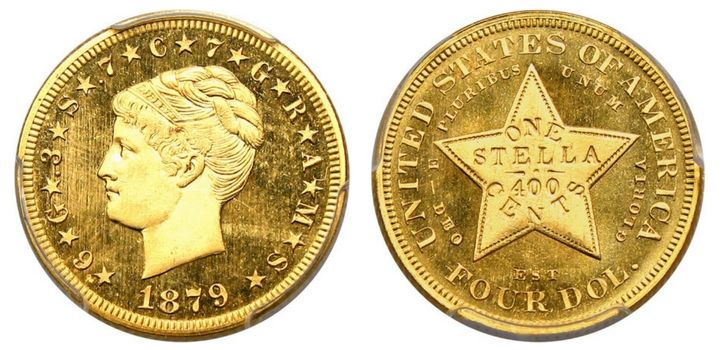 Value of 1880 Stella Coiled Hair $4 Gold