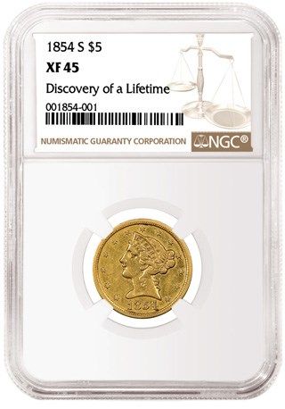 David Lawrence Rare Coins and John Albanese Acquire the Famous 1854-S $5 NGC XF45
